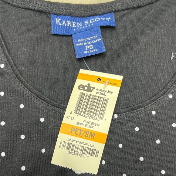 Karen Scott Black Polka Dot Blouse - Picture 2 of 4